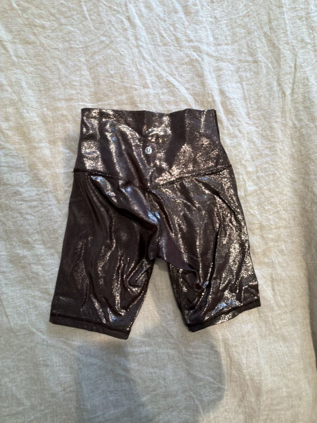 Lululemon Biker Shorts Size 4 Brown Metallic Sparkle 5
