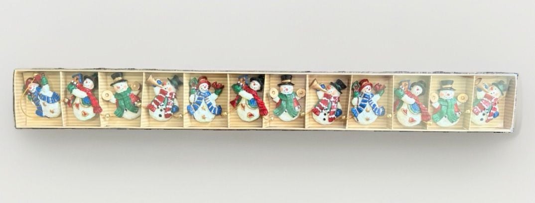 Holiday Home Snowman Christmas Garland 12 Piece Vtg Style Country Christmas Decor 2