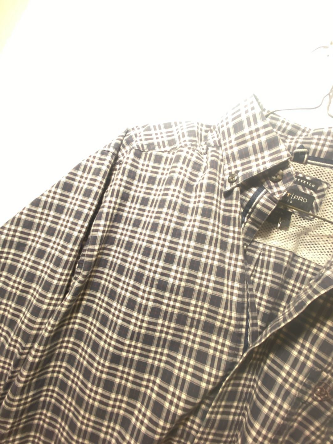 Ariat Pro Series Mens M Western Plaid Button Up Shirt Long Sleeve Brown Gray 7