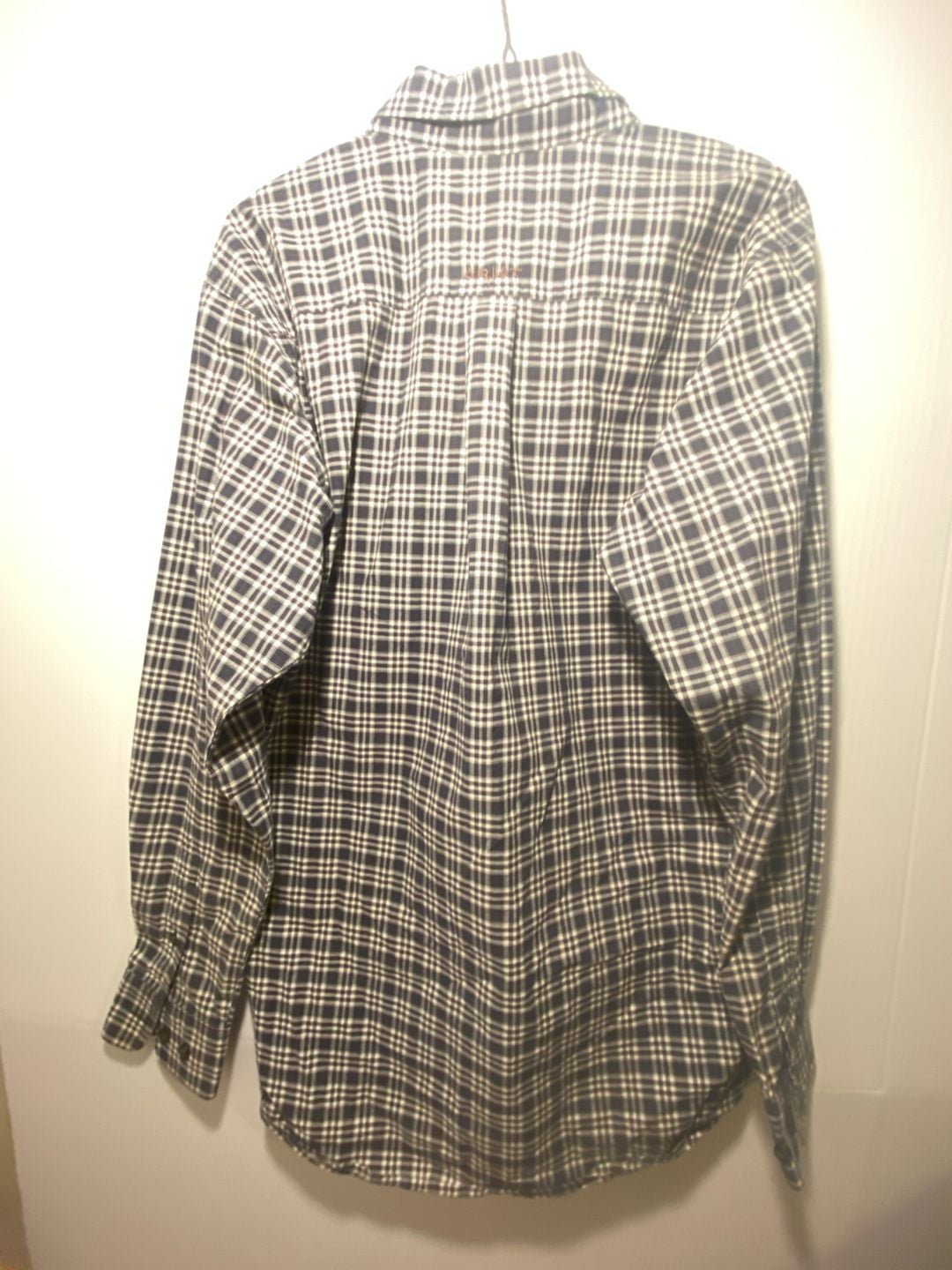 Ariat Pro Series Mens M Western Plaid Button Up Shirt Long Sleeve Brown Gray 8