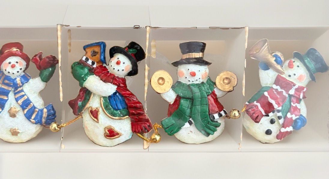 Holiday Home Snowman Christmas Garland 12 Piece Vtg Style Country Christmas Decor 1