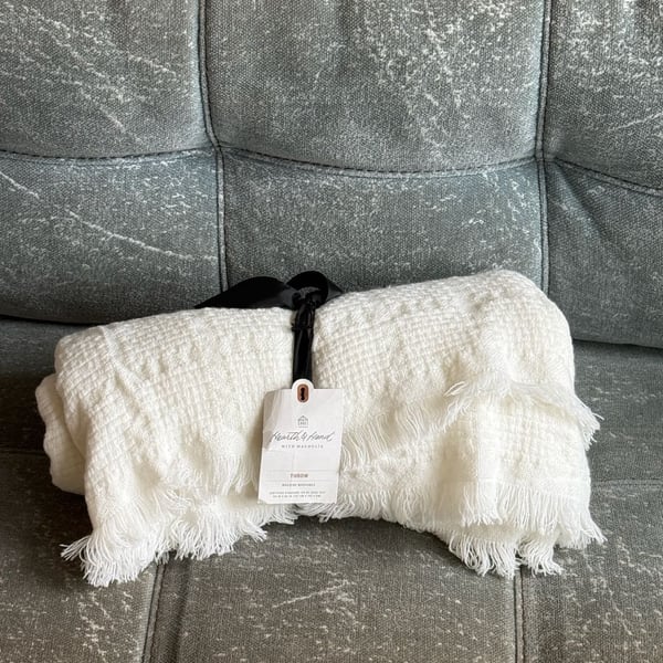 Hearth & Hand with Magnolia Throw Size 50 In X 60 In White Fringe Blanket