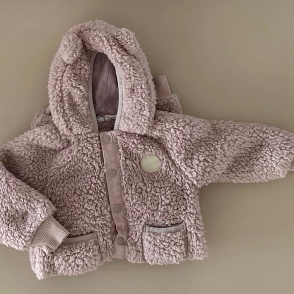 Jamie Kay Teddy Fleece Romper Size 0 Dusty Pink Bear Ears Snowsuit