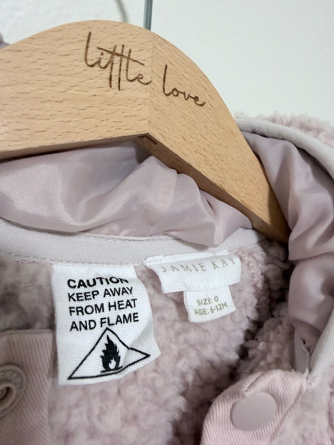 Jamie Kay Teddy Fleece Romper Size 0 Dusty Pink Bear Ears Snowsuit 5