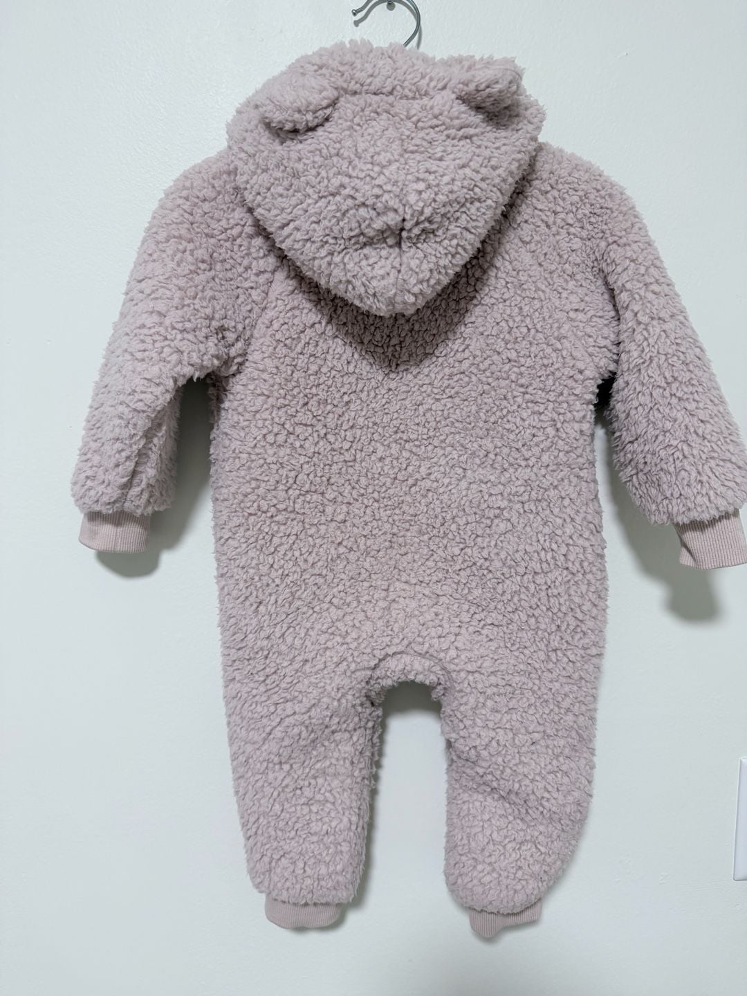Jamie Kay Teddy Fleece Romper Size 0 Dusty Pink Bear Ears Snowsuit 7