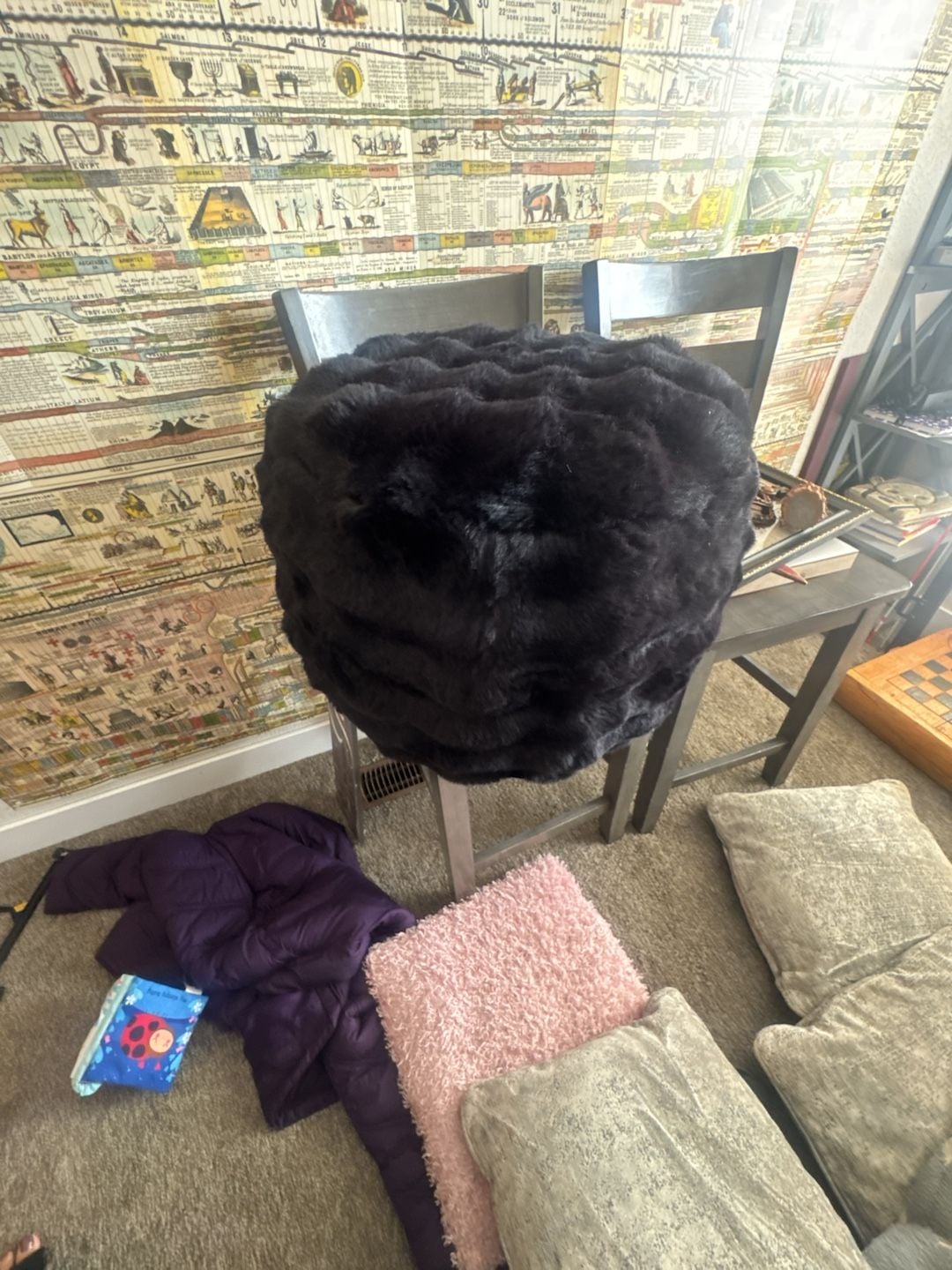 Black Faux Fur Leg rest 1
