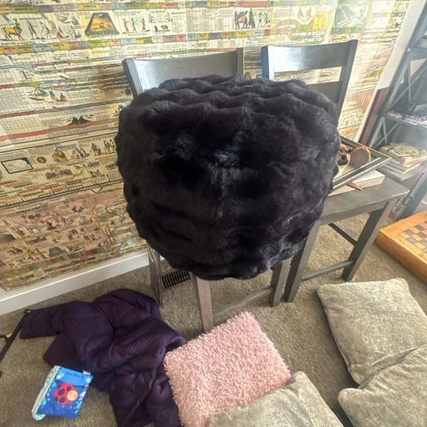 Black Faux Fur Leg rest