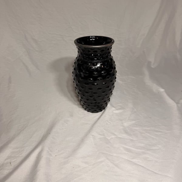 Vintage Amethyst Hobnail Glass Vase, Italian Empoli Style, Mid-Century