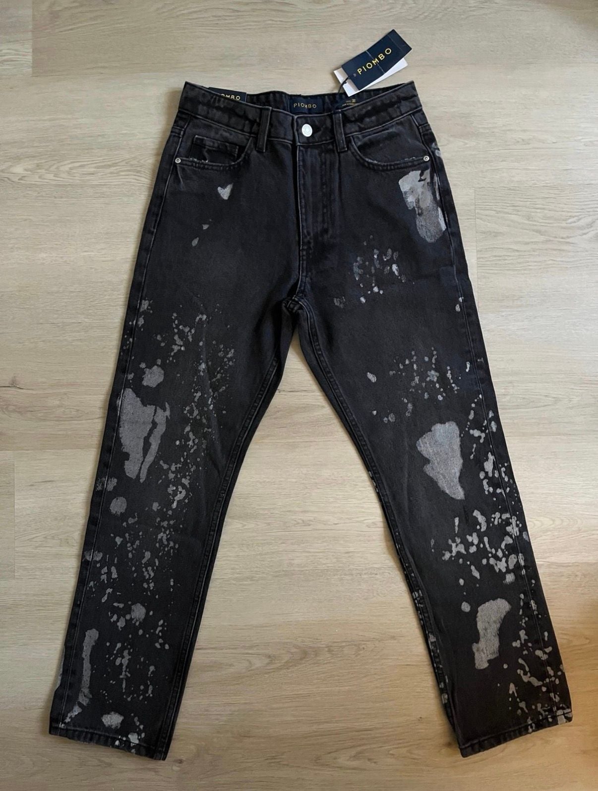 Massimo Piombo Paint Splatter Jeans Size 2 Black Cotton 2