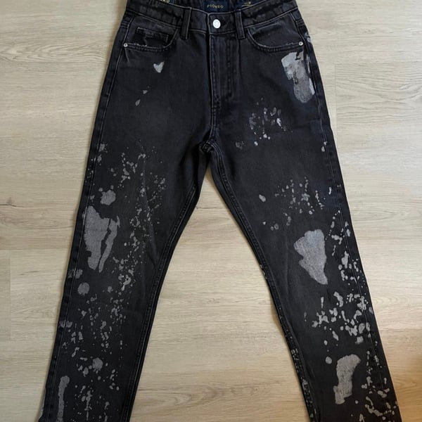 Massimo Piombo Paint Splatter Jeans Size 2 Black Cotton