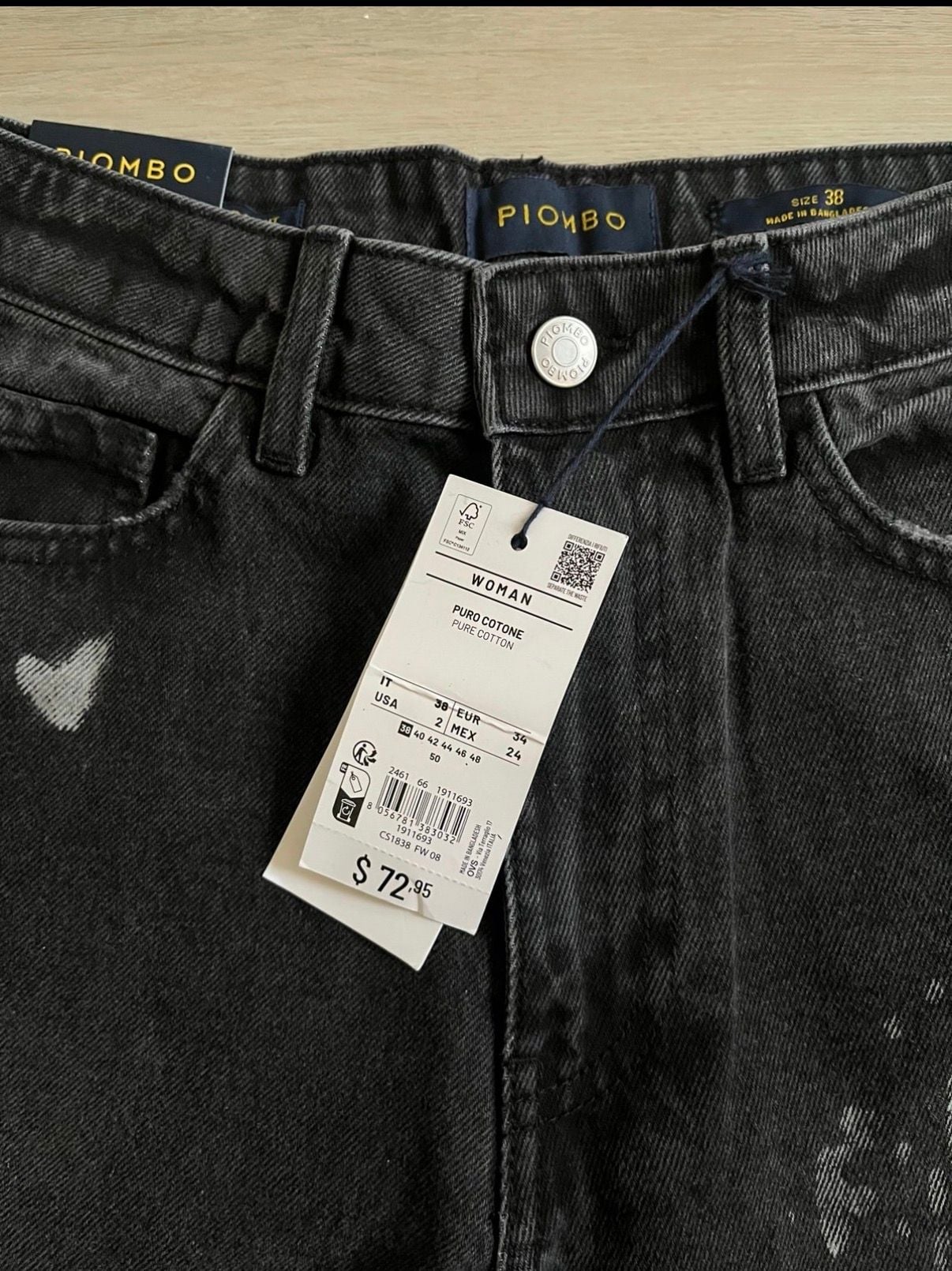 Massimo Piombo Paint Splatter Jeans Size 2 Black Cotton 3