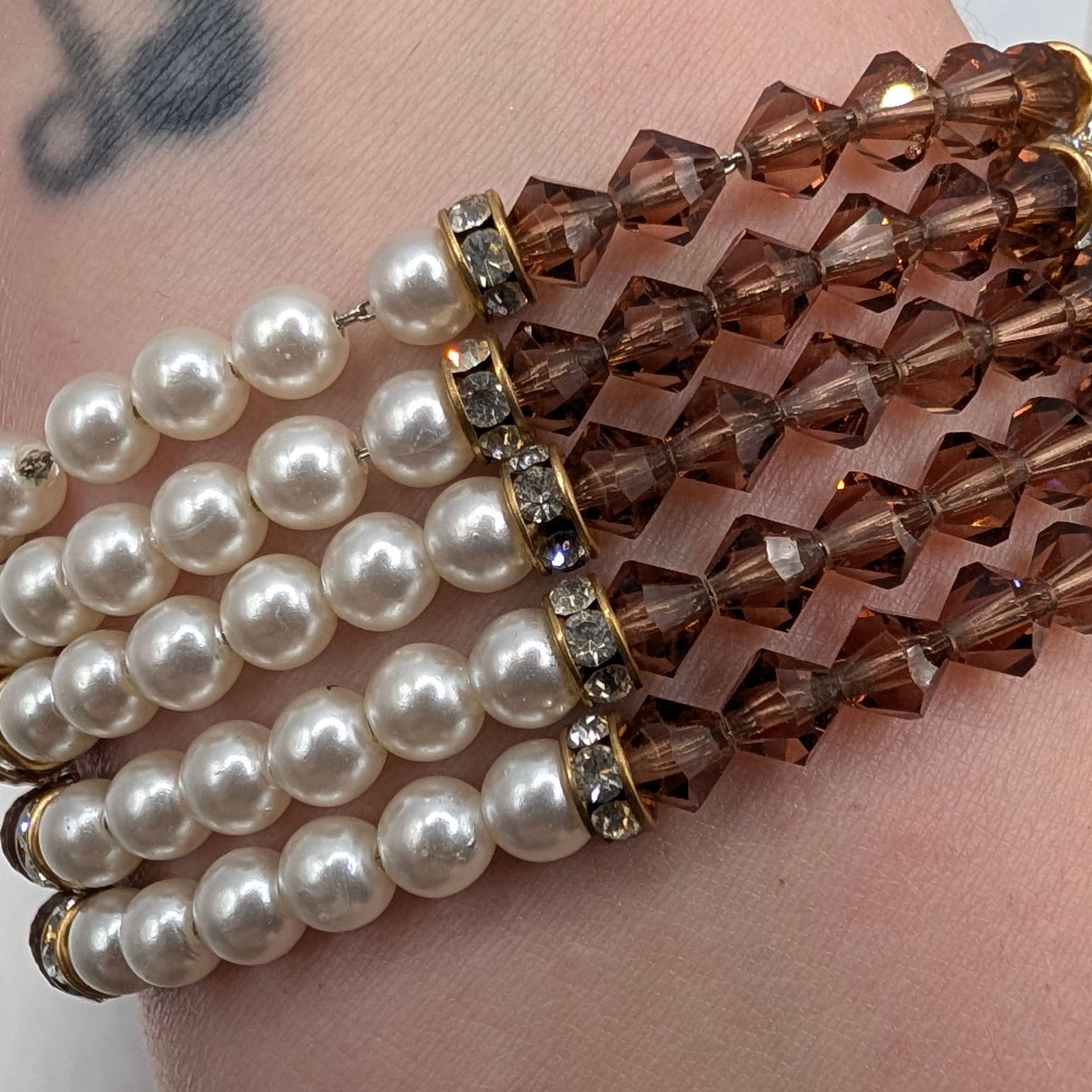 Hobé Multi Strand Pearl And Crystal Bead Bracelet 9