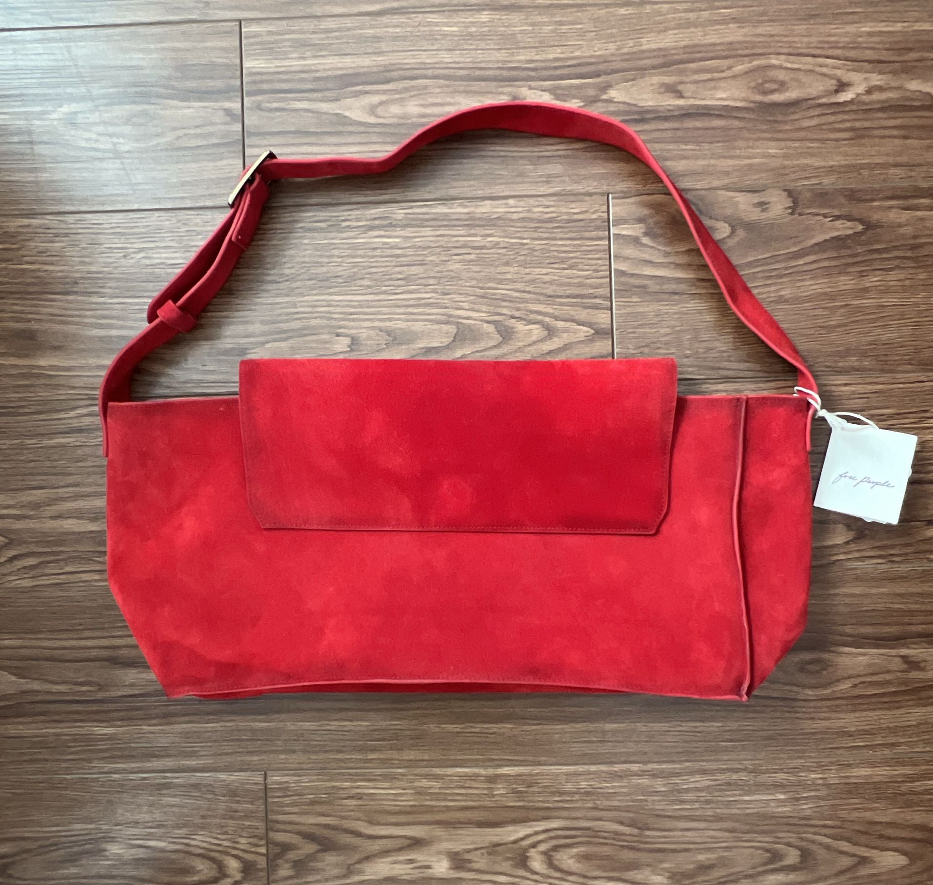 Free People Lottie Messenger Bag Red Suede 4