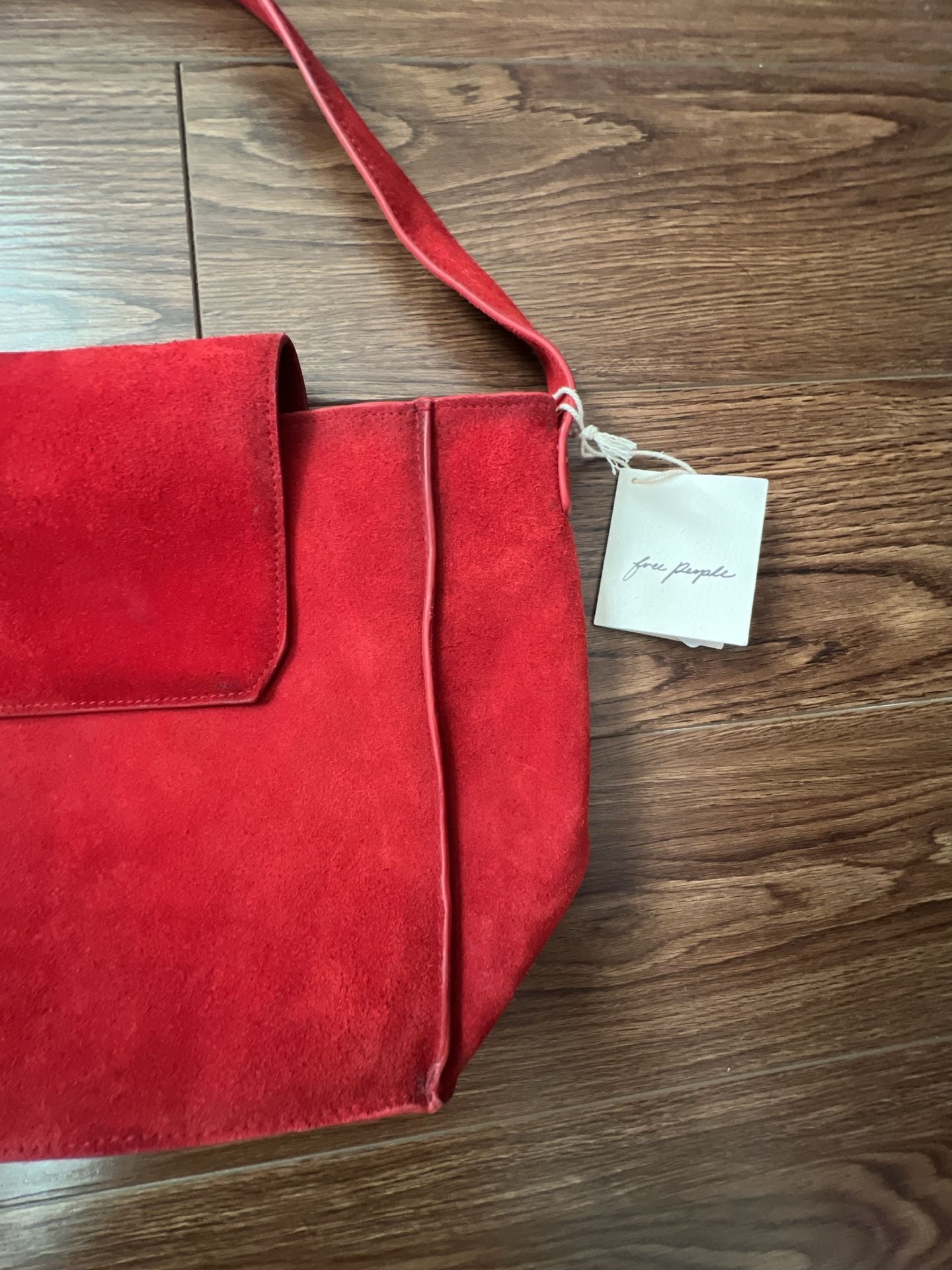 Free People Lottie Messenger Bag Red Suede 5