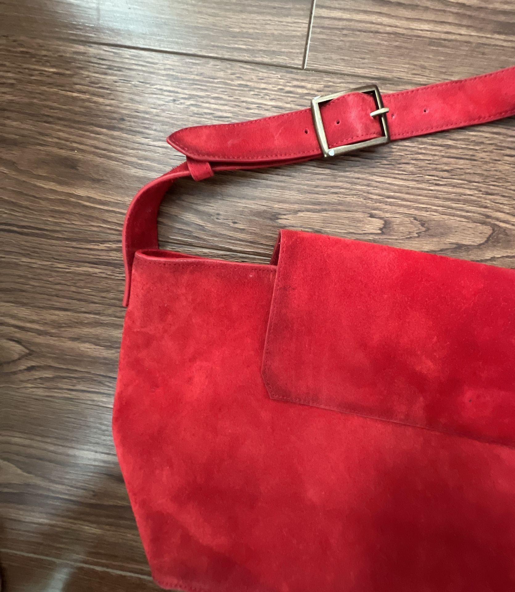 Free People Lottie Messenger Bag Red Suede 6