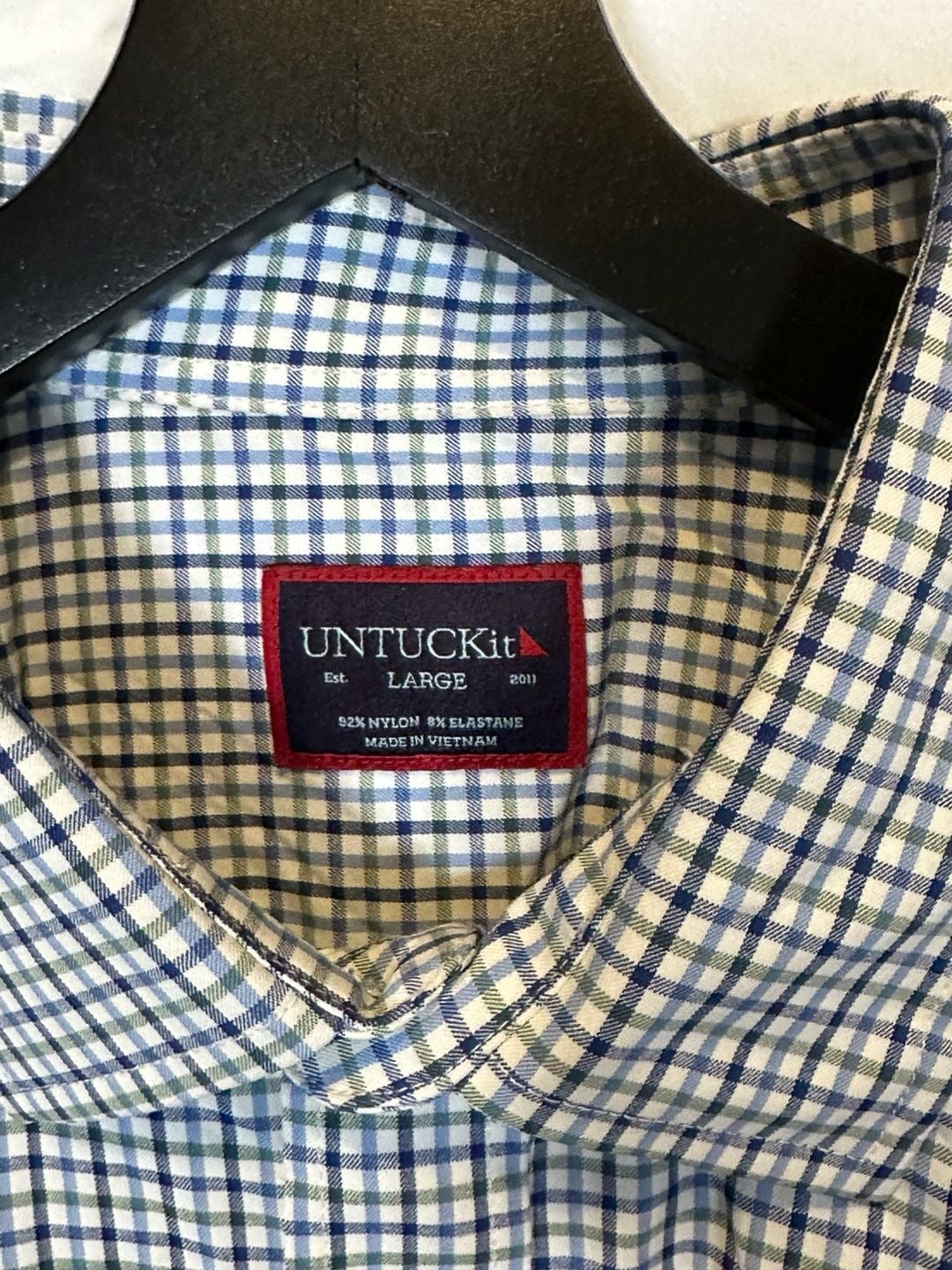 UNTUCKit Erbach Green Plaid Long Sleeve Button Shirt Size Large 4