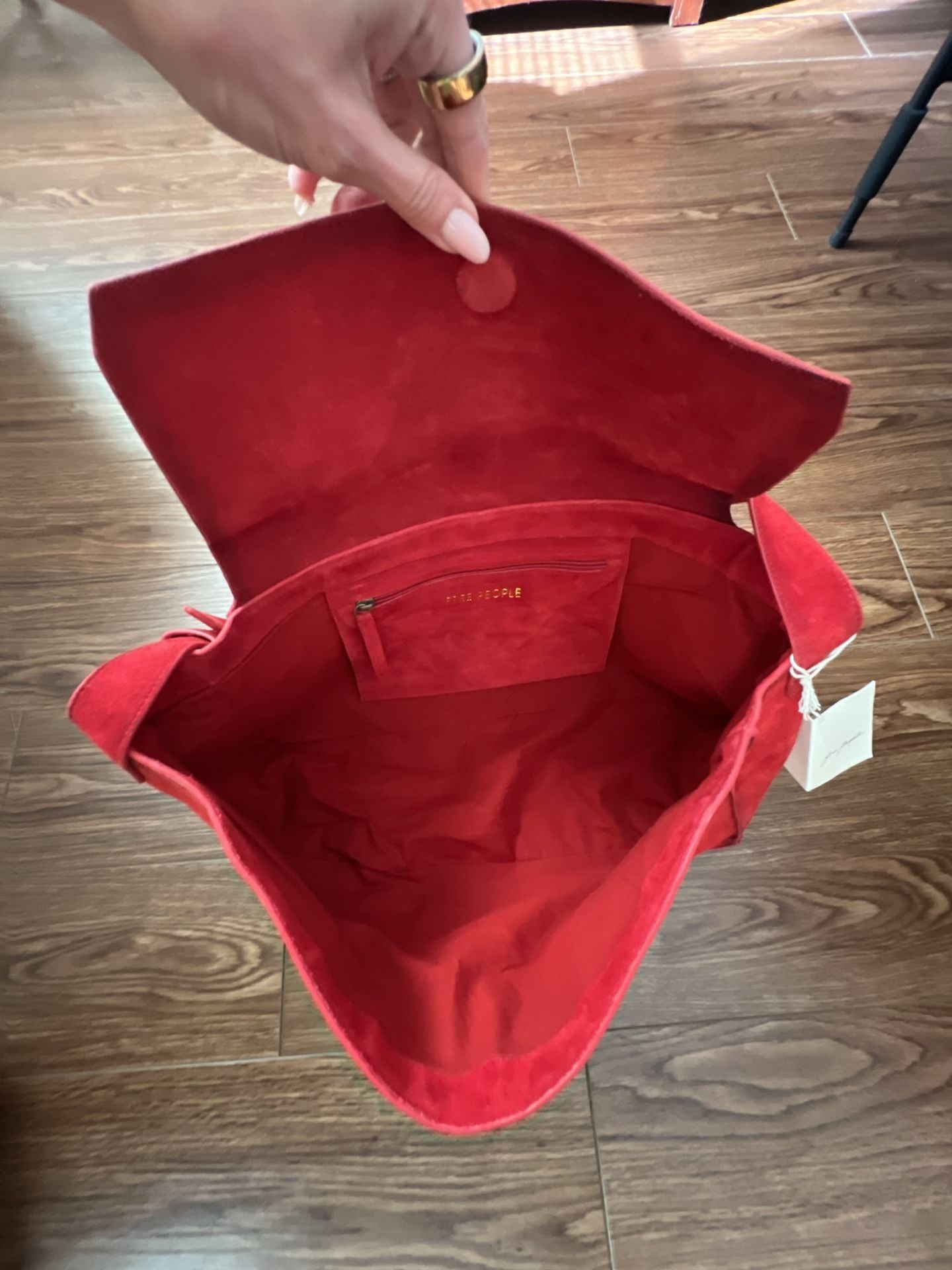 Free People Lottie Messenger Bag Red Suede 9