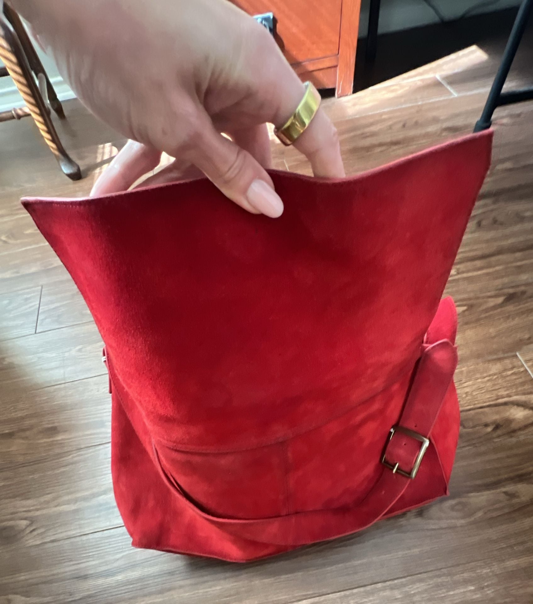 Free People Lottie Messenger Bag Red Suede 10