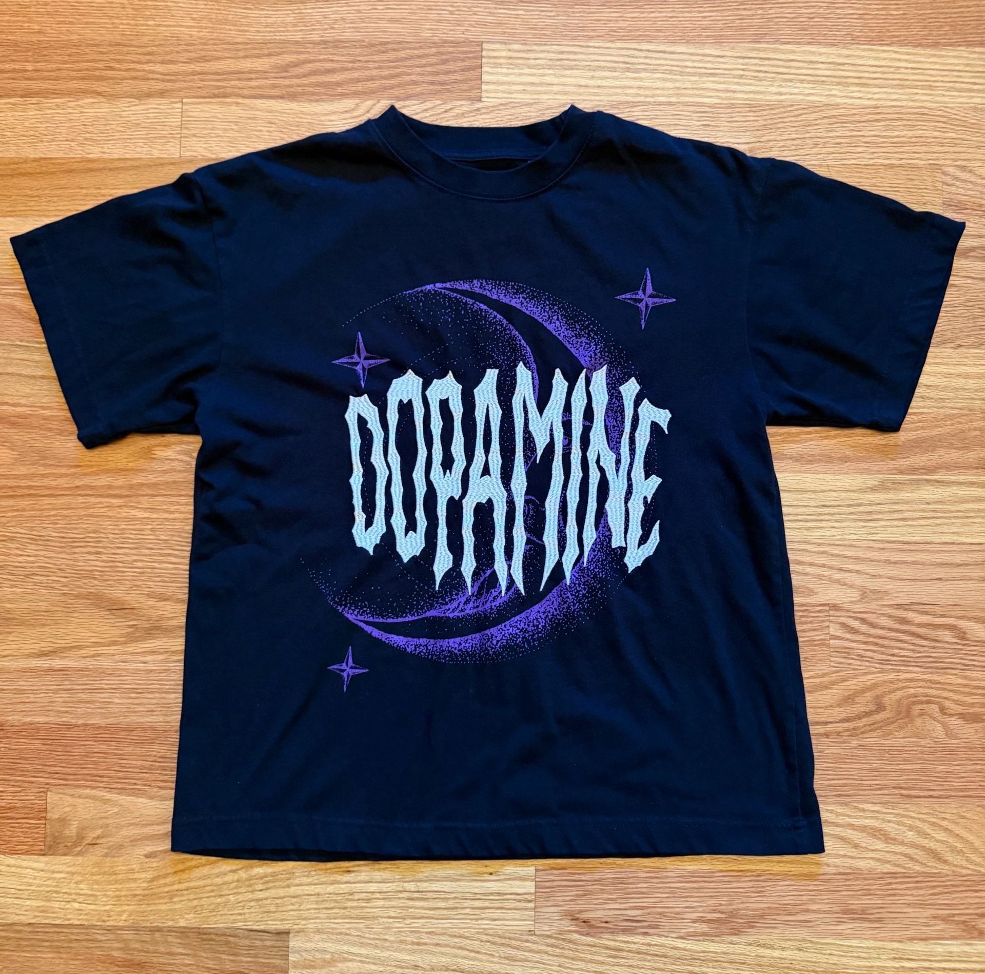 Vintage Style Pacsun Dopamine Embroidered Graphic T-Shirt Size M Black 2