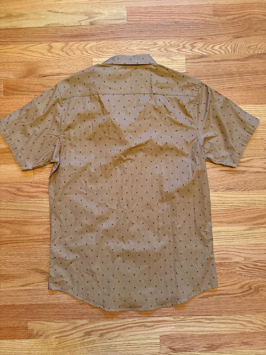 Departwest Short Sleeve Button Down Shirt Size L Brown Print 4