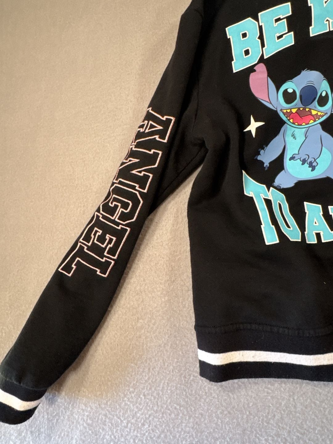 Disney Stitch Varsity Bomber Jacket Size XL 14/16 Black 8