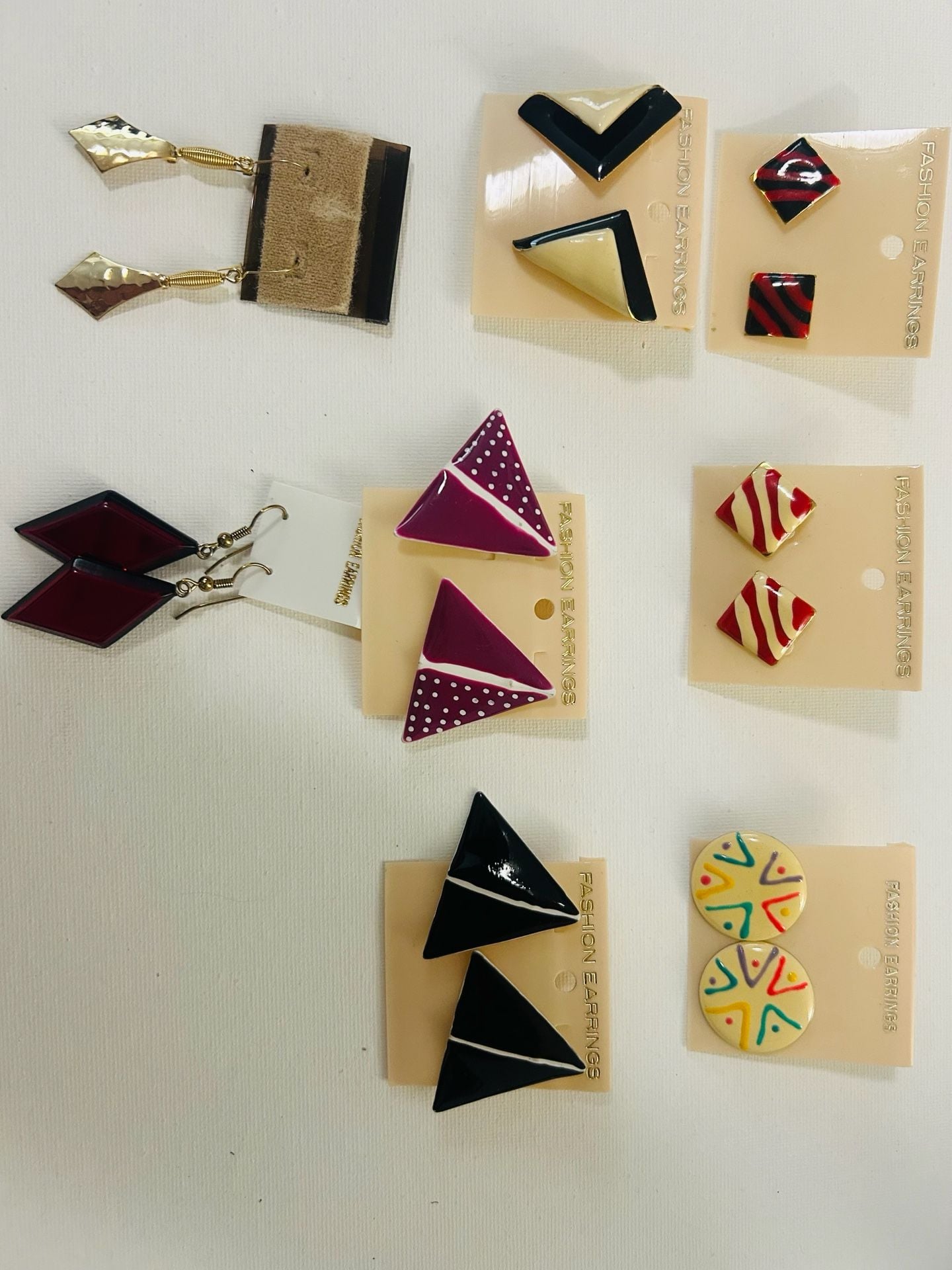 Vintage Fashion Earrings Lot of 8 Geometric Art Deco Style 1