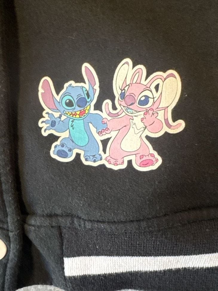 Disney Stitch Varsity Bomber Jacket Size XL 14/16 Black 3