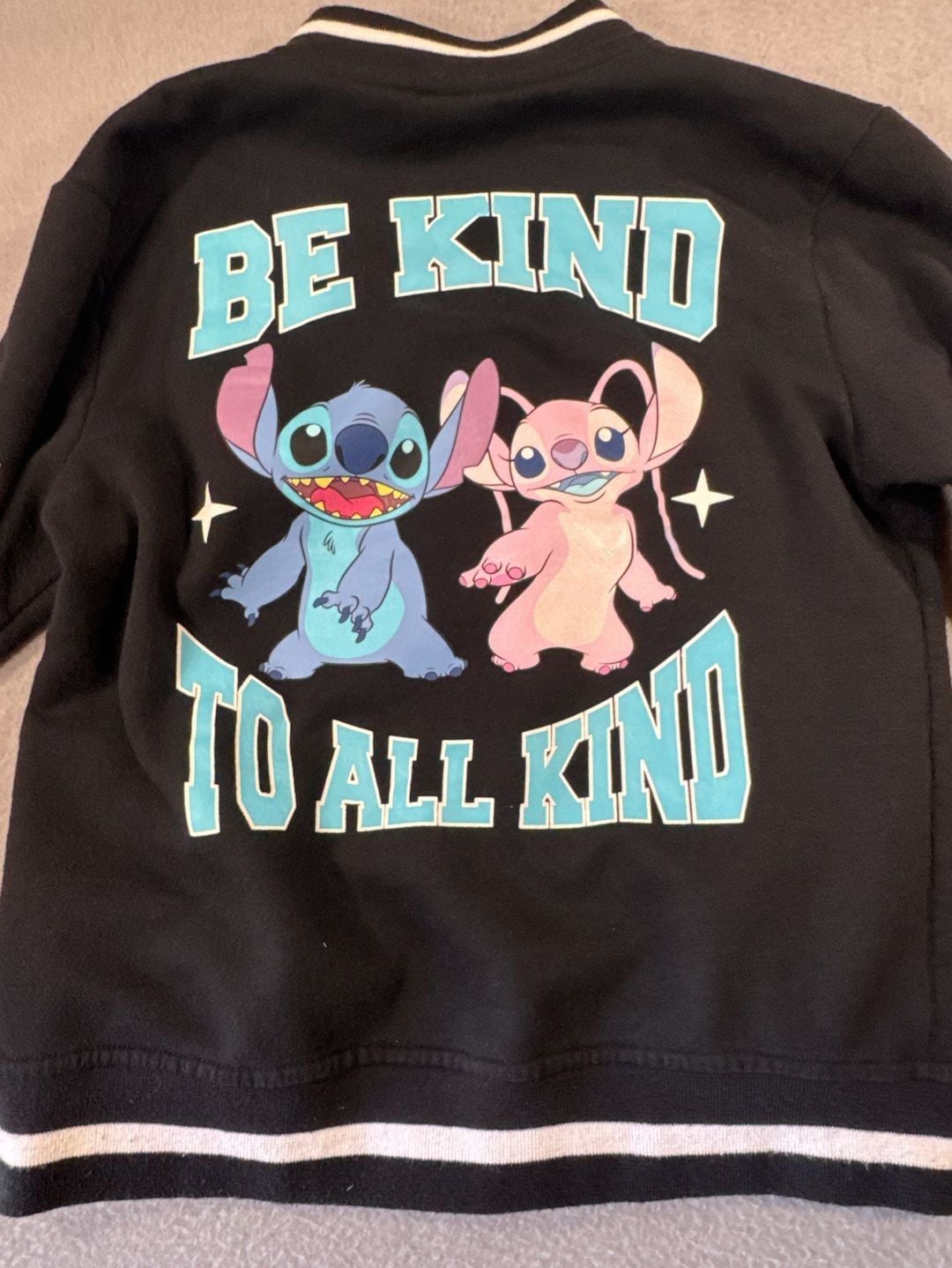Disney Stitch Varsity Bomber Jacket Size XL 14/16 Black 7