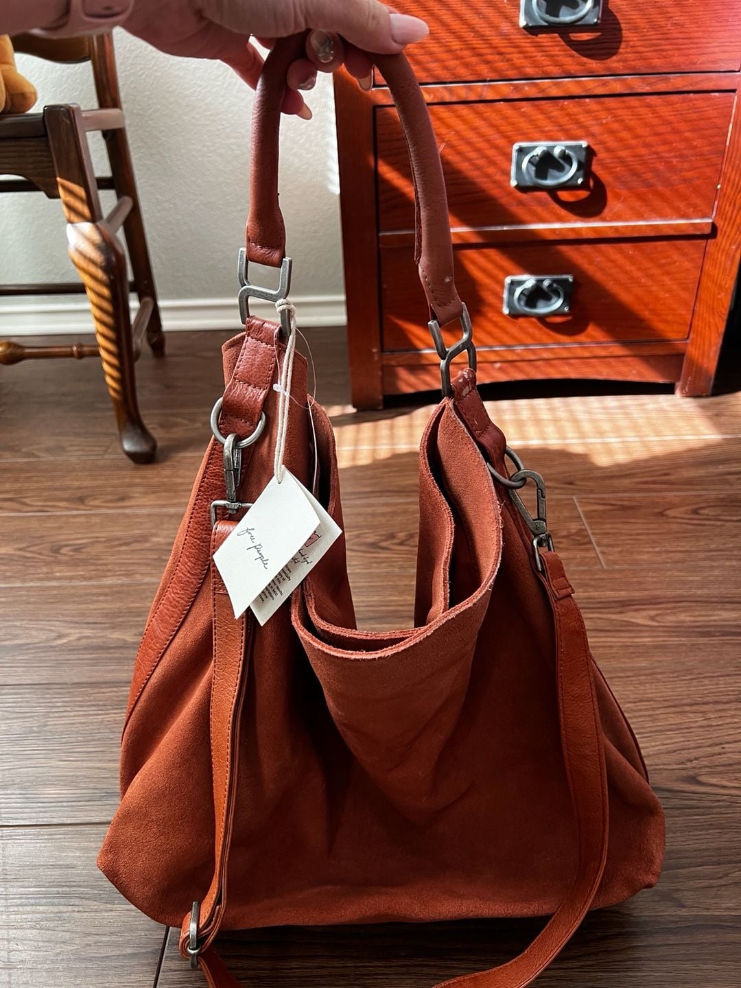 Free People Bobbi Suede Slouchy Tote Bag Brown 4