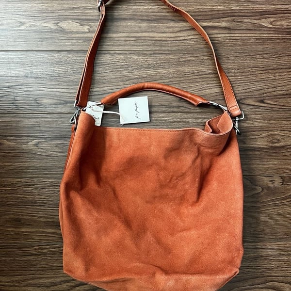 Free People Bobbi Suede Slouchy Tote Bag Brown