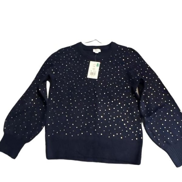Crown & Ivy Petite PM Navy Crew Neck Sweater