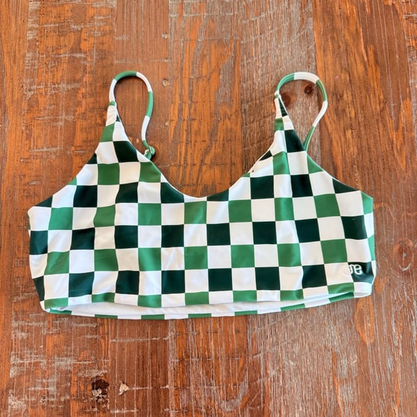 Albion fit Size L Check Mate Green Checkered swim bikini top