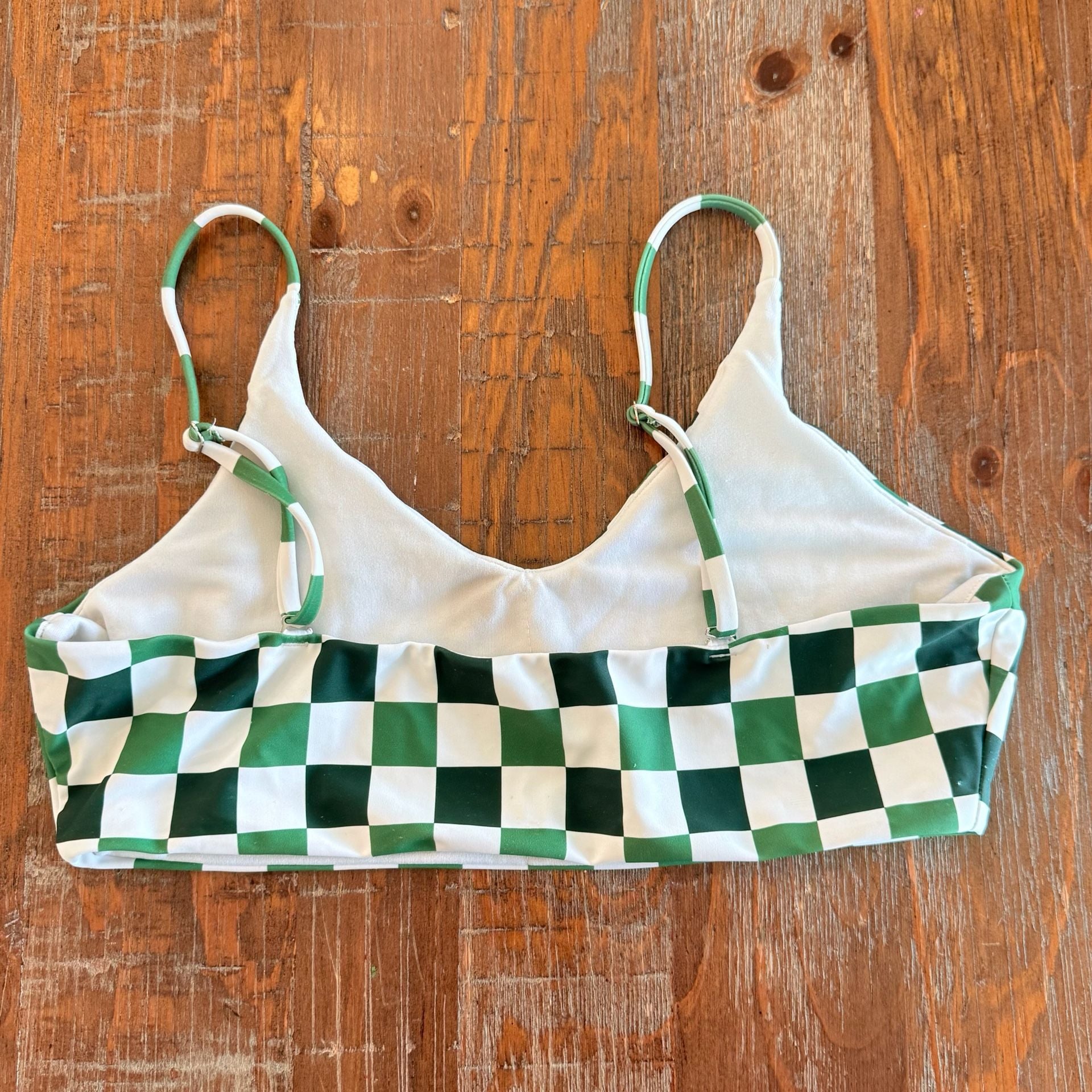 Albion fit Size L Check Mate Green Checkered swim bikini top 4