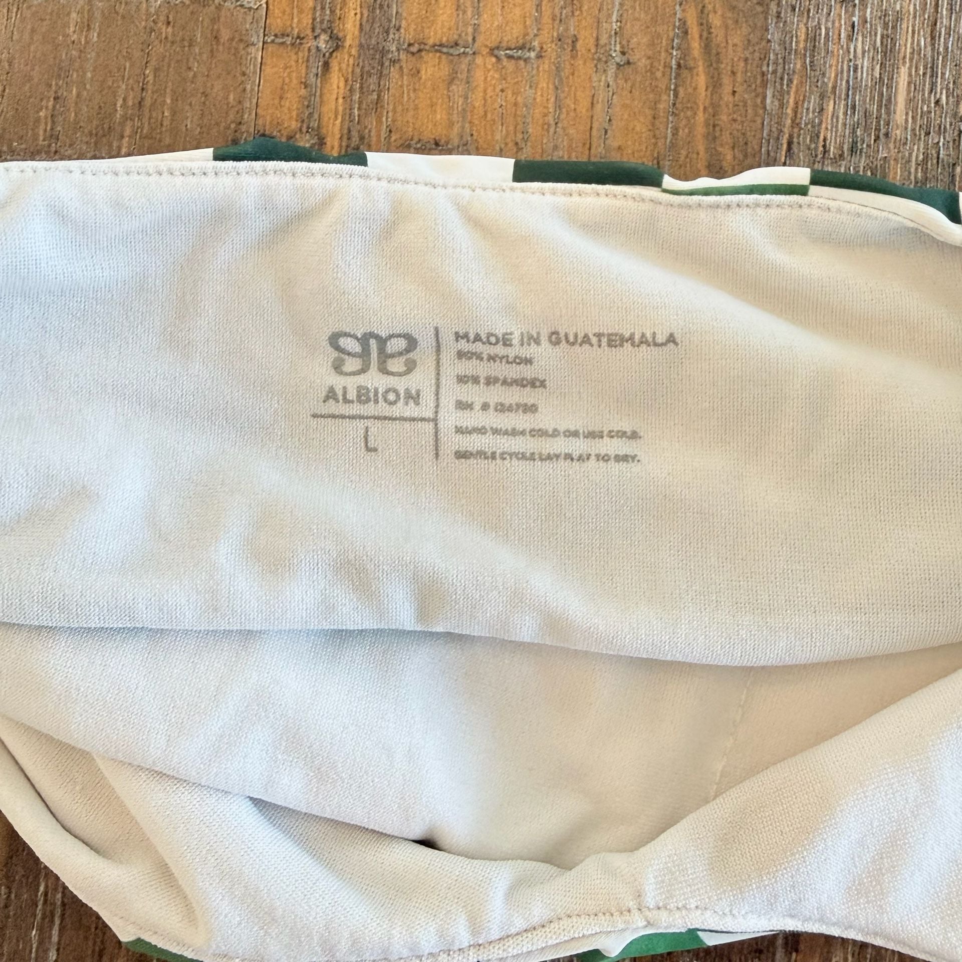Albion fit Size L Check Mate Green Checkered swim bikini top 5