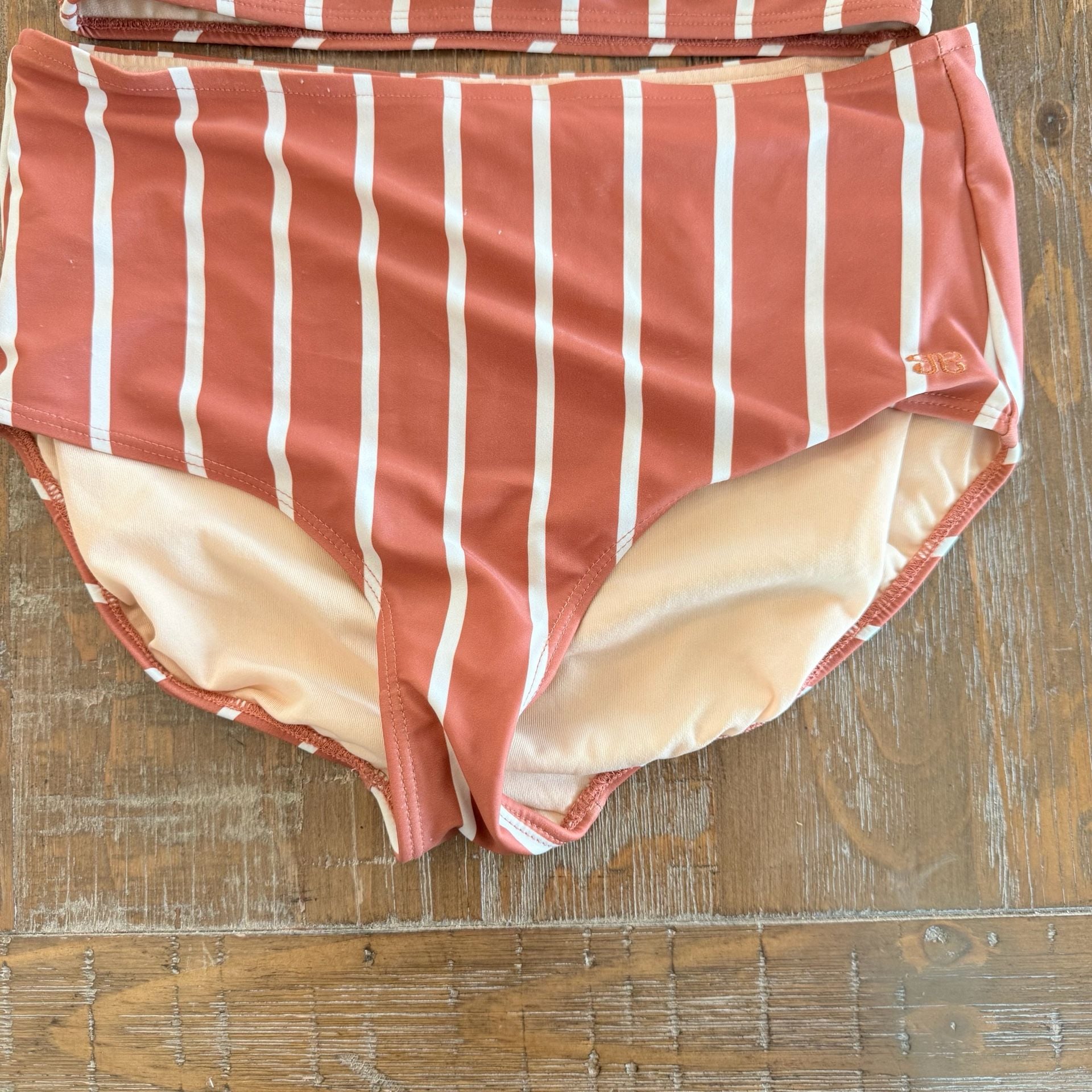 Albion Fit Stripe Cross Straps High Waist Bikini Swimsuit small/medium 4