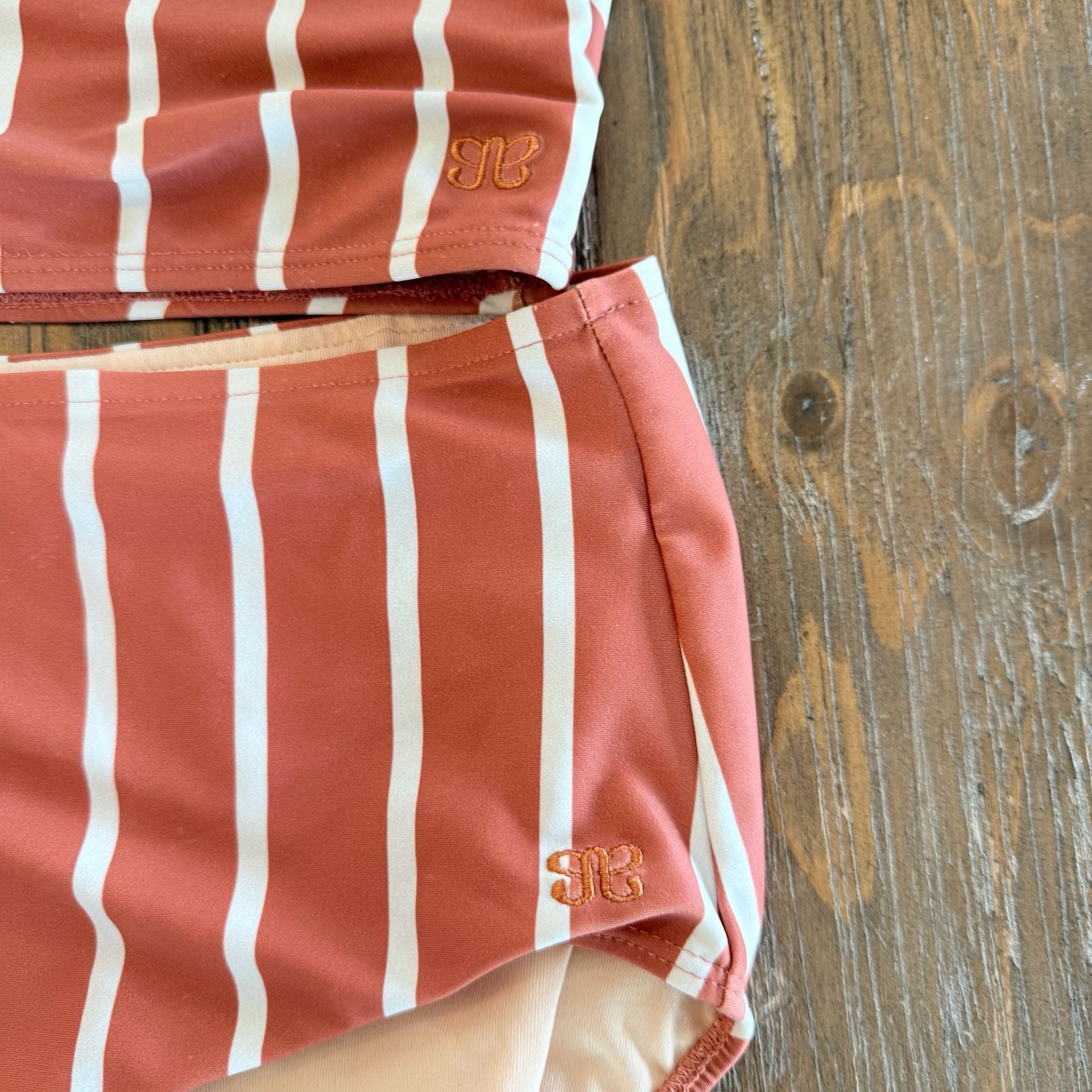 Albion Fit Stripe Cross Straps High Waist Bikini Swimsuit small/medium 5