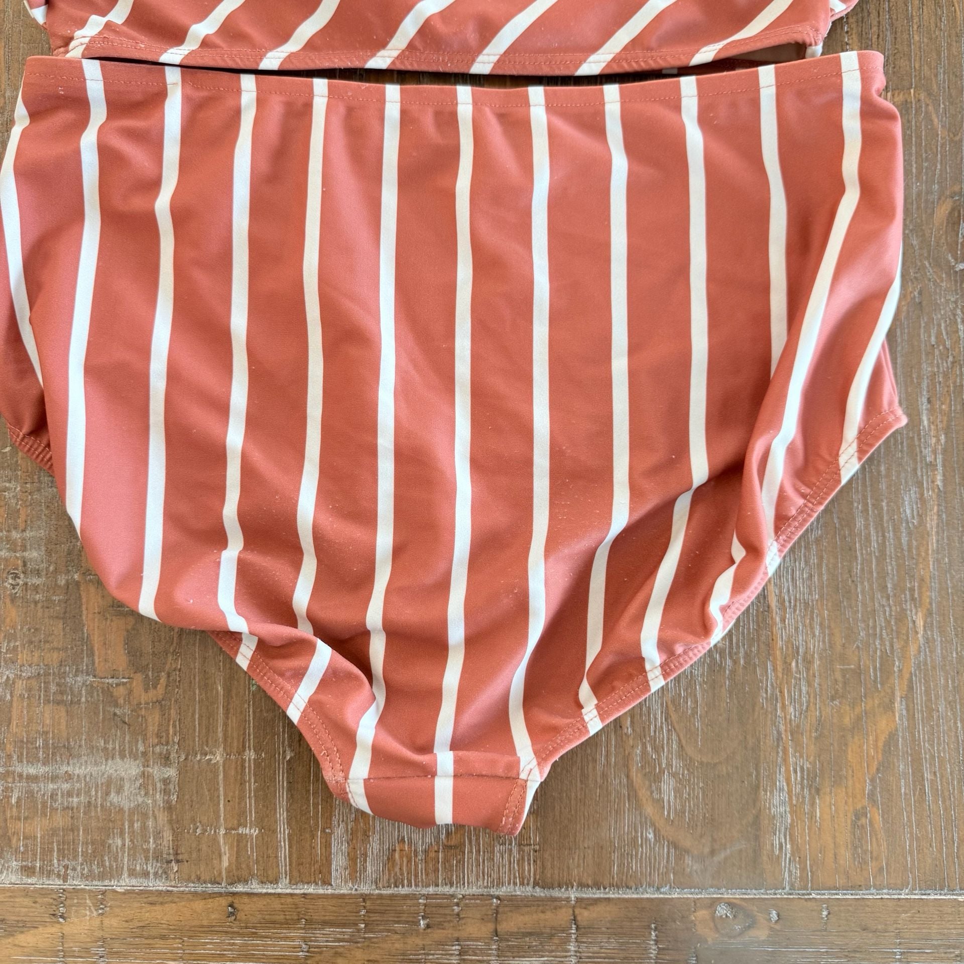 Albion Fit Stripe Cross Straps High Waist Bikini Swimsuit small/medium 8