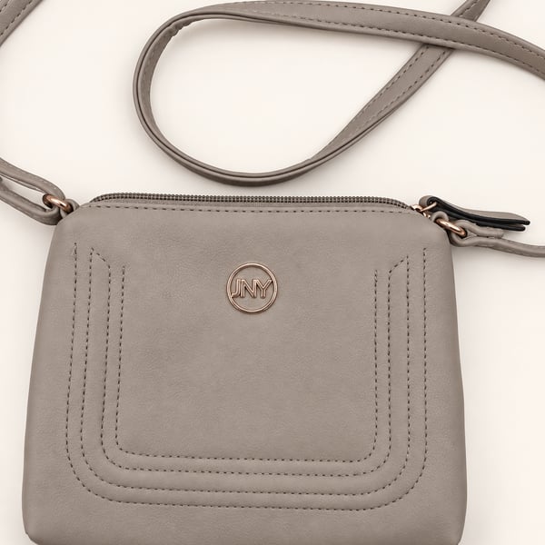 JNY Crossbody Bag Gray Faux Leather