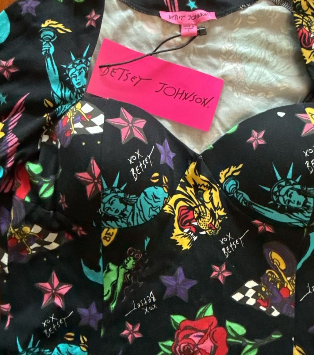 Betsey Johnson Tattoo Print Corset Top Size L 3