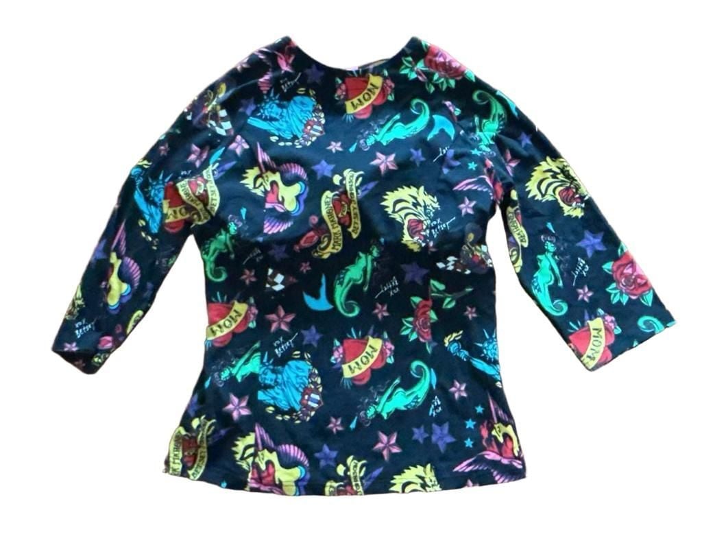 Betsey Johnson Tattoo Print Corset Top Size L 4