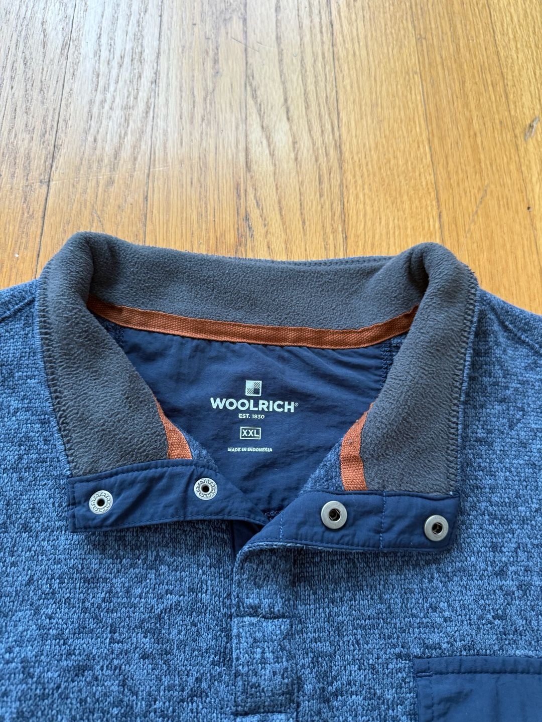 Woolrich Snap Pullover Fleece Size XXL Blue Heather Pocket 3