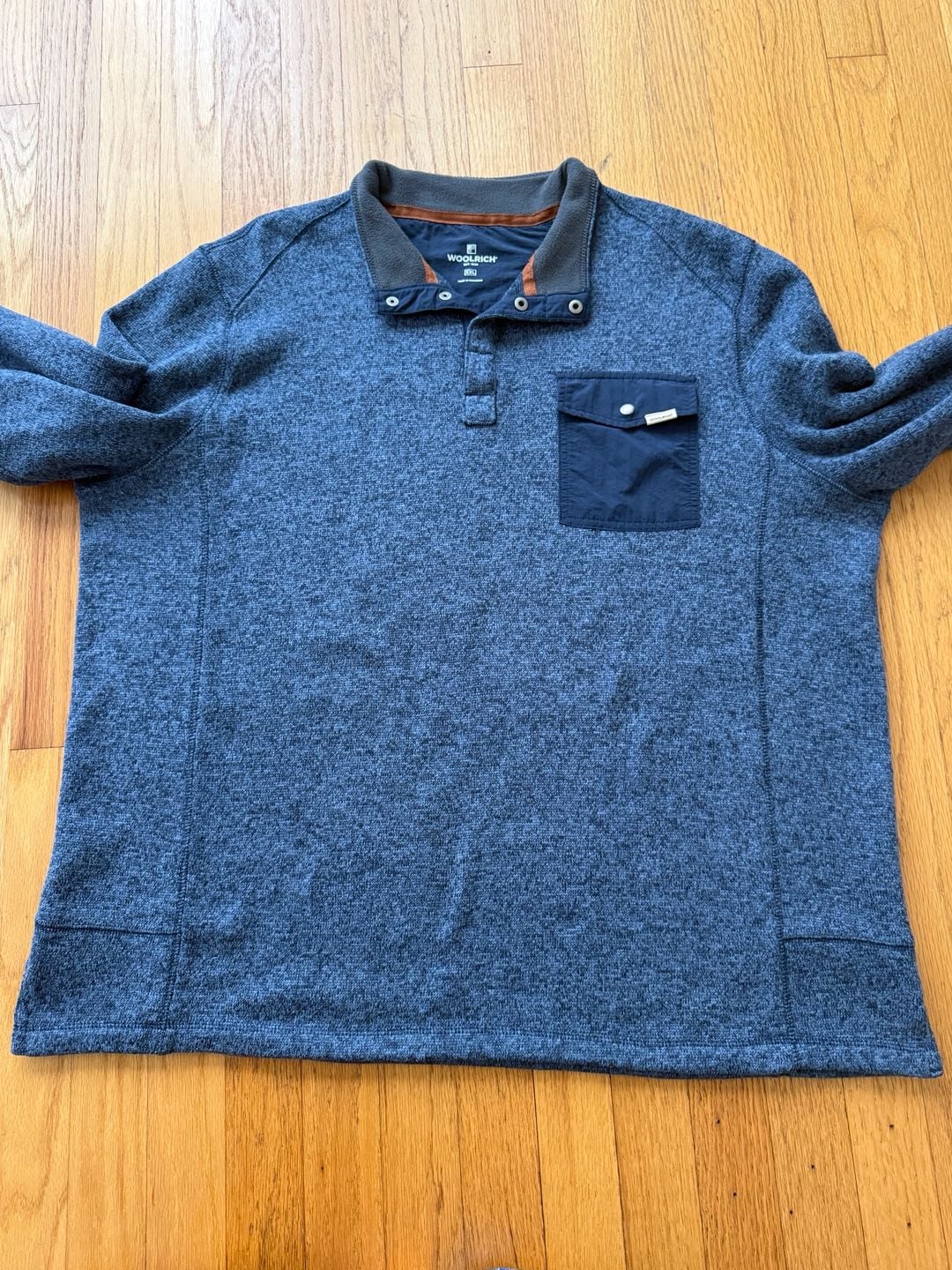 Woolrich Snap Pullover Fleece Size XXL Blue Heather Pocket 7