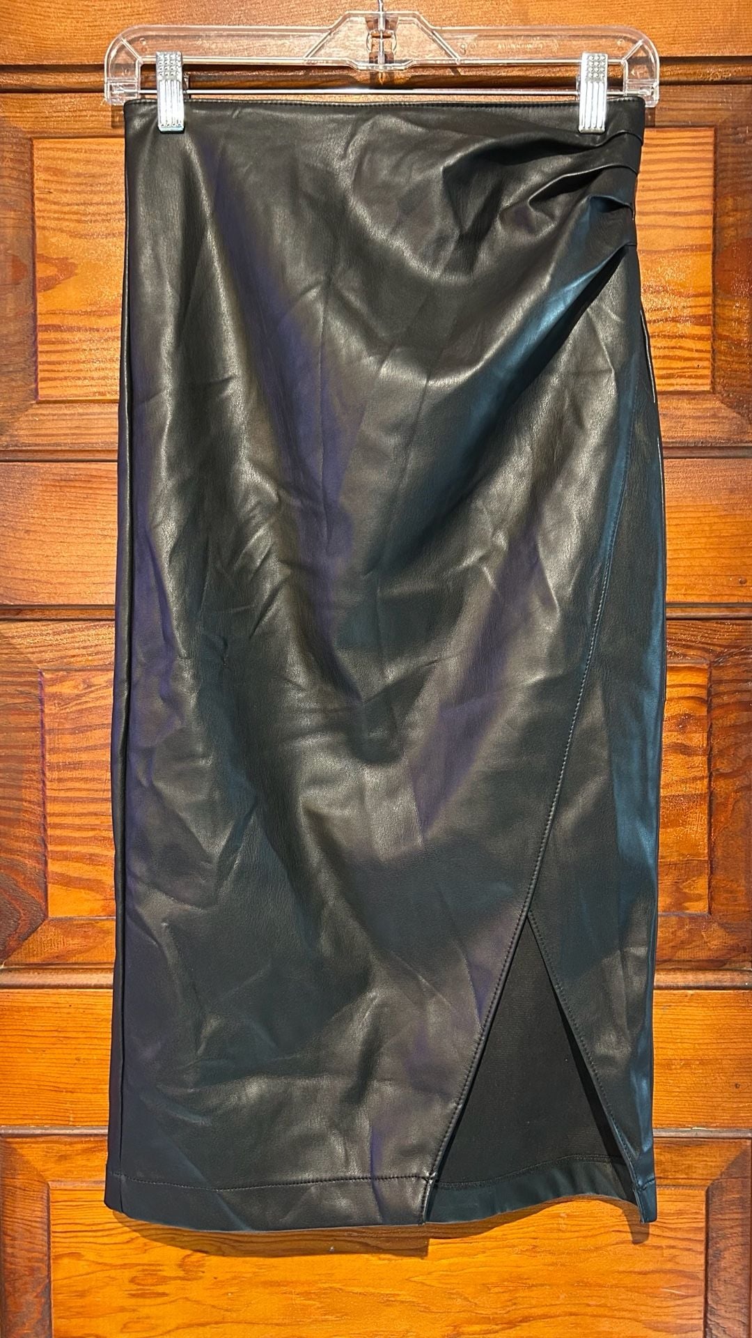 Abercrombie & Fitch Vegan Leather Midi Skirt Size XS Black 2