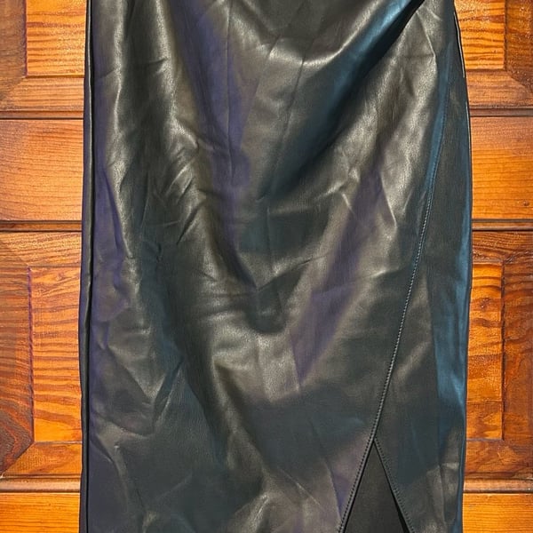 Abercrombie & Fitch Vegan Leather Midi Skirt Size XS Black
