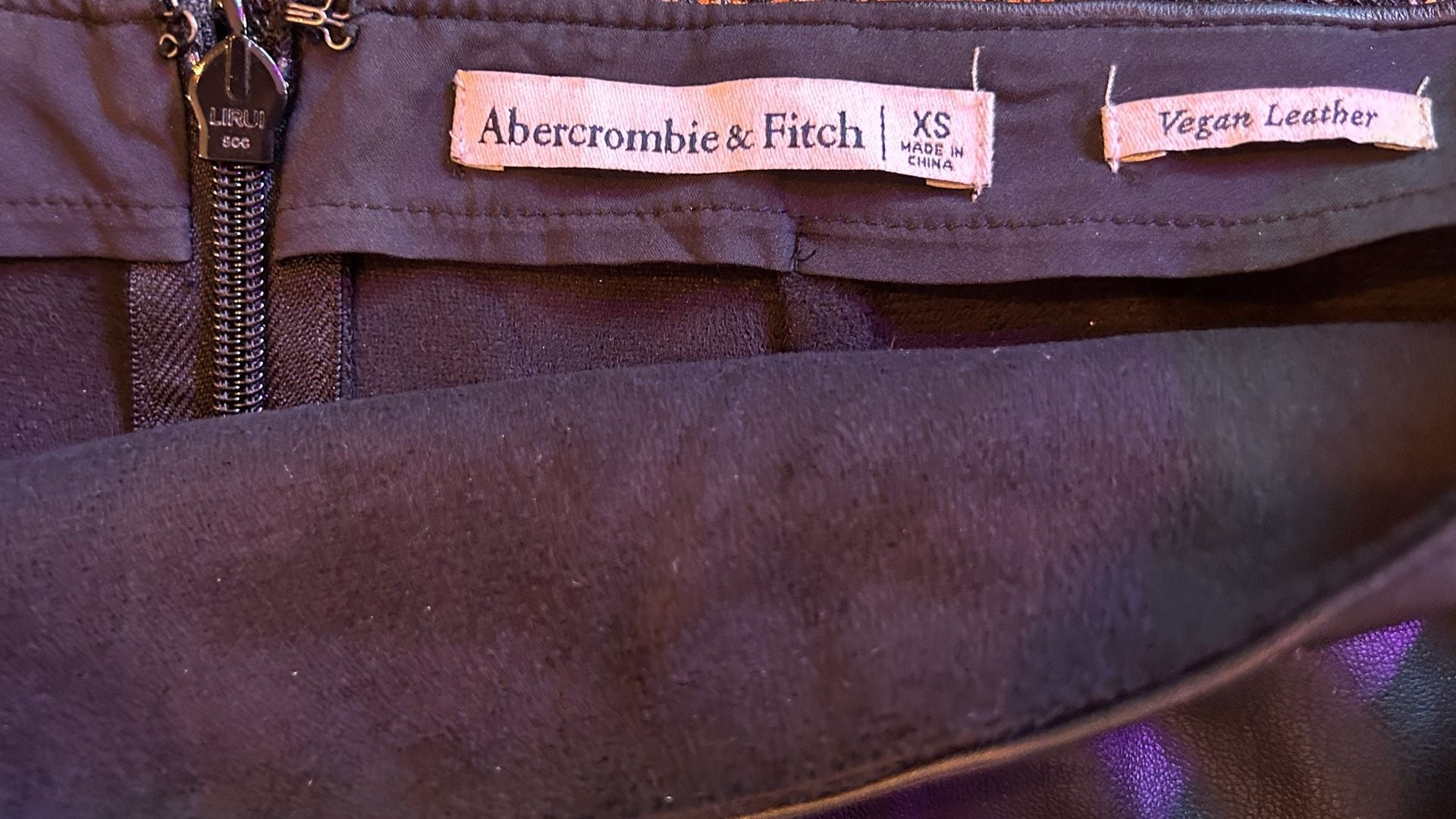 Abercrombie & Fitch Vegan Leather Midi Skirt Size XS Black 3