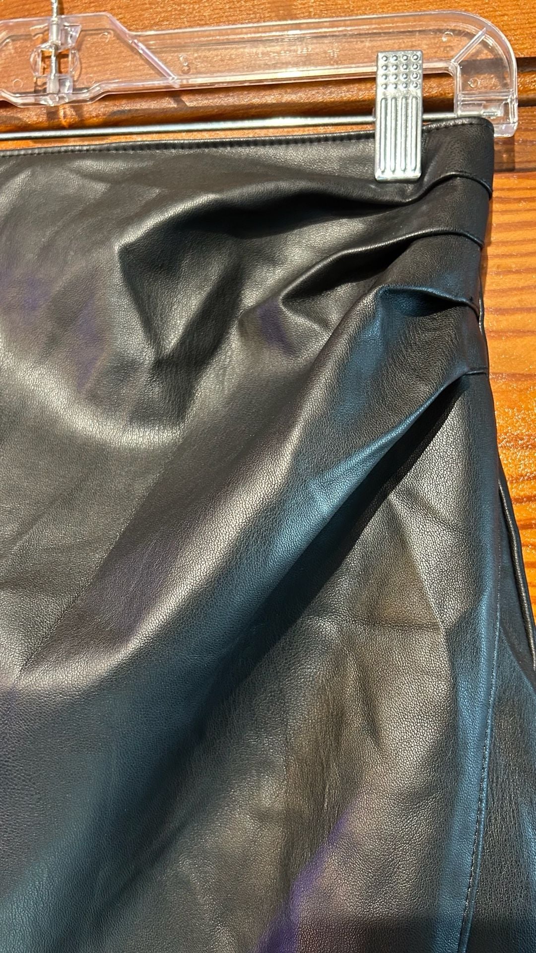 Abercrombie & Fitch Vegan Leather Midi Skirt Size XS Black 4
