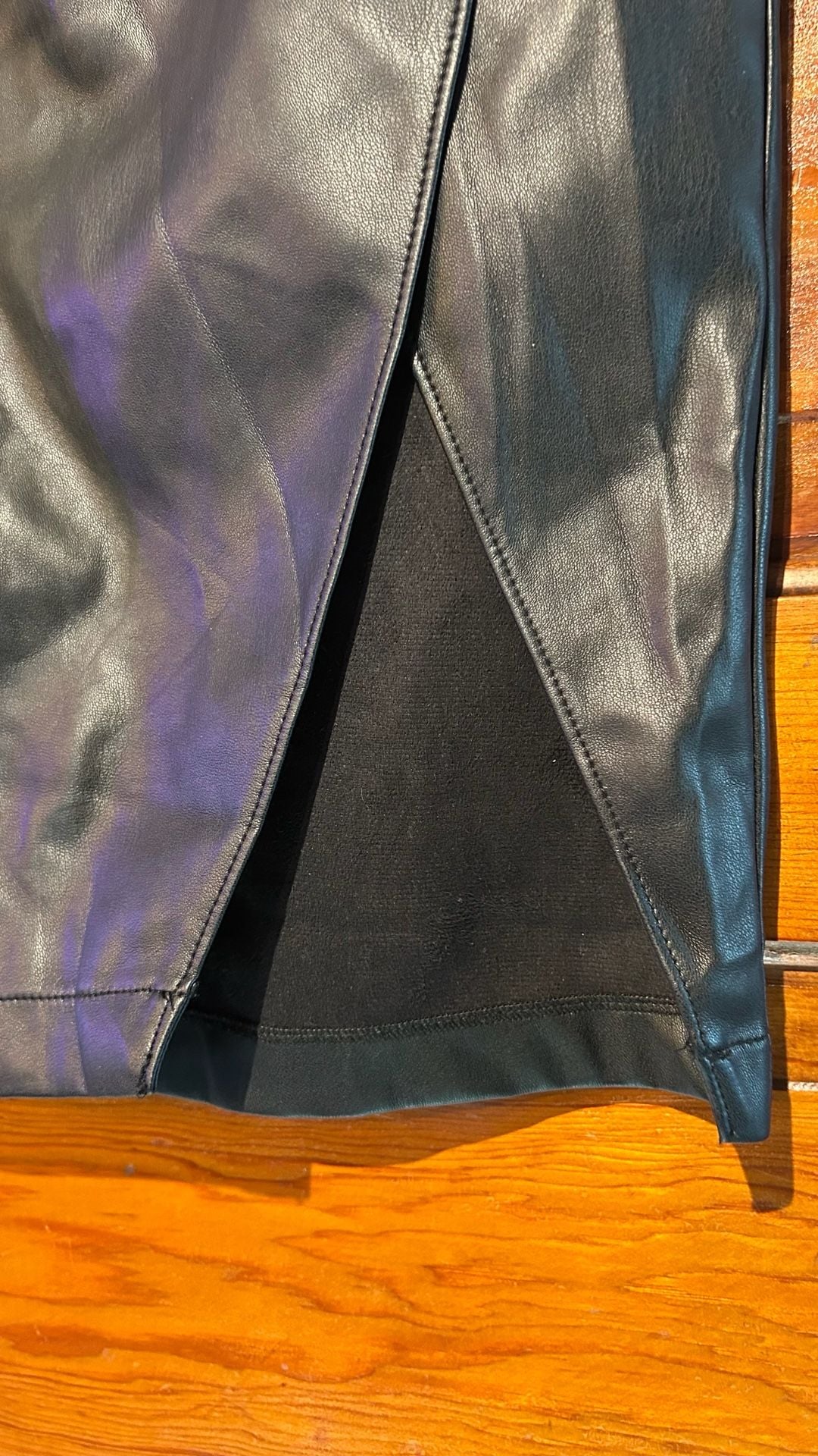 Abercrombie & Fitch Vegan Leather Midi Skirt Size XS Black 5