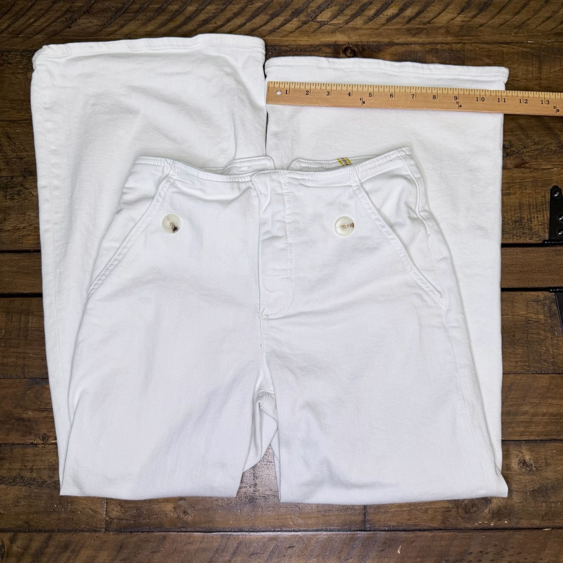 Maeve by Anthropologie Sailor Pants Size 25 White Denim Wide Leg 8