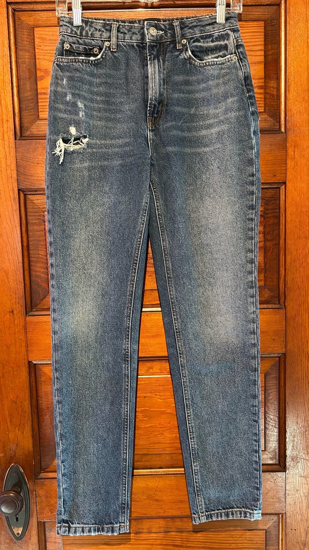 BDG High Rise Straight Jeans Blue Distressed 2
