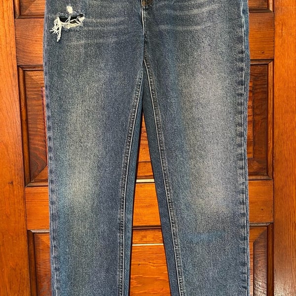 BDG High Rise Straight Jeans Blue Distressed